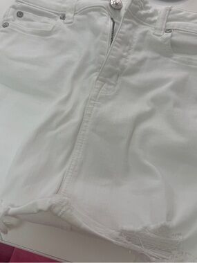 American Eagle White Distressed Denim Mini Skirt